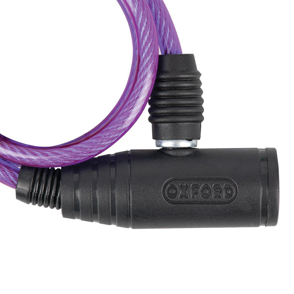 Oxford OF03 Bumper Cable Lock Motorcycle Bicycle 6mm x 600mm Purple