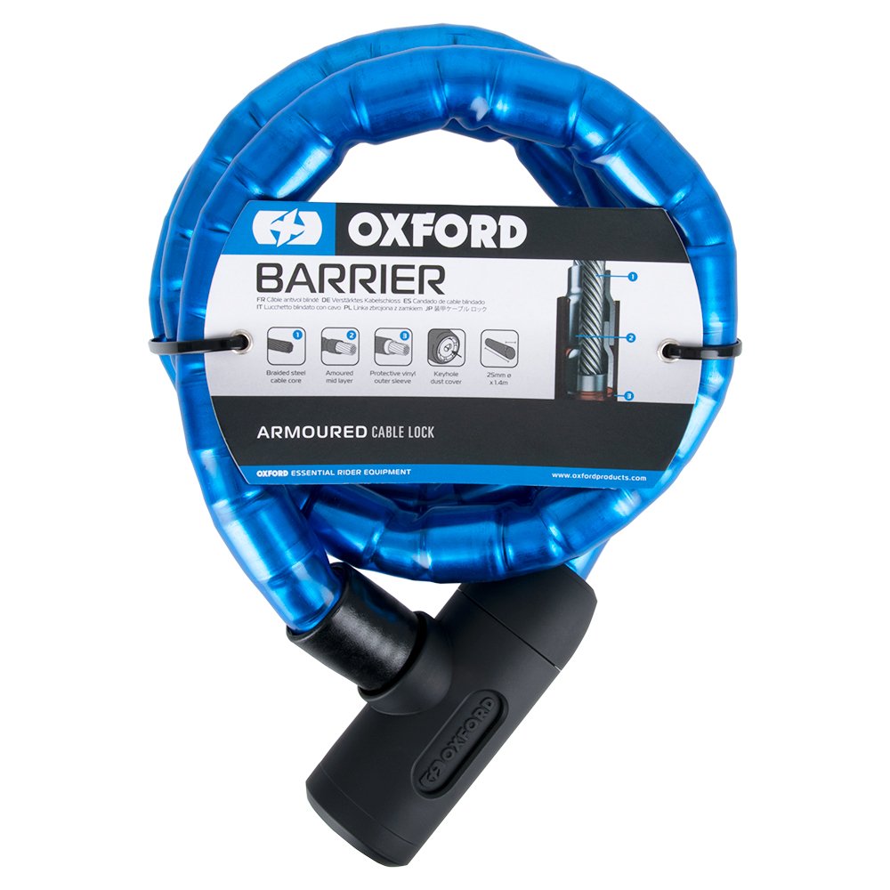 Oxford LK136 Barrier Armored Motorcycle Security Cable Lock 1.4M X 25MM Blue