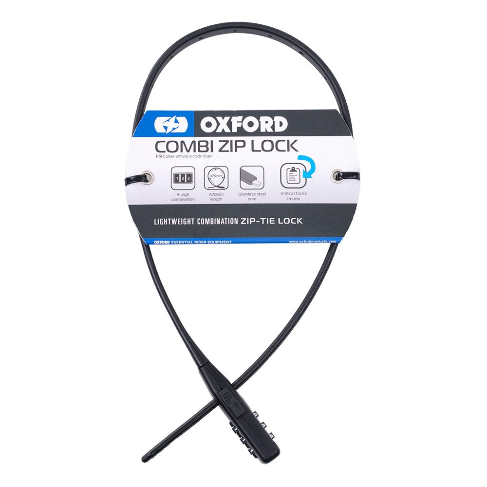 Oxford LK150 Combi Zip Lock 470mm Adjustable Length Combination Zip-Tie Cable Black