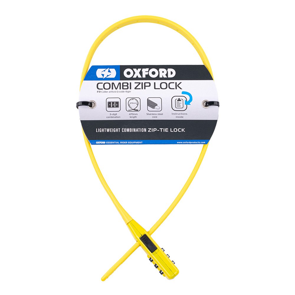 Oxford LK151 Combi Zip Lock 470mm Adjustable Length Combination Zip-Tie Cable Yellow