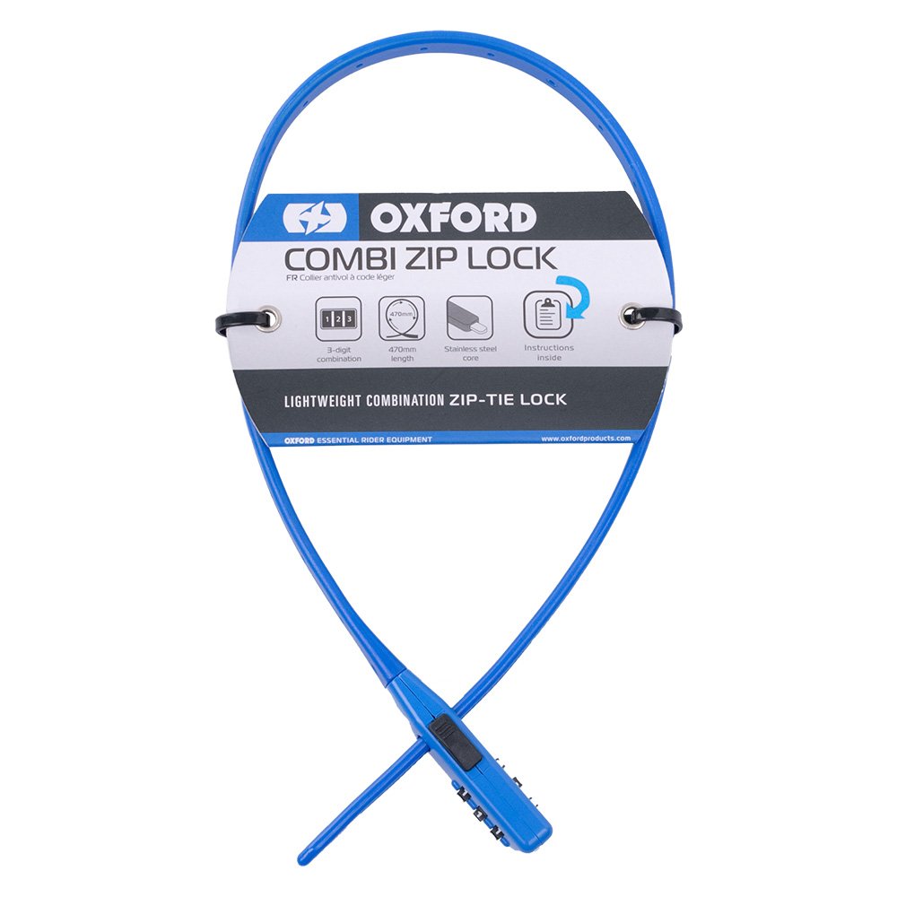 Oxford LK152 Combi Zip Lock 470mm Adjustable Length Combination Zip-Tie Cable Blue