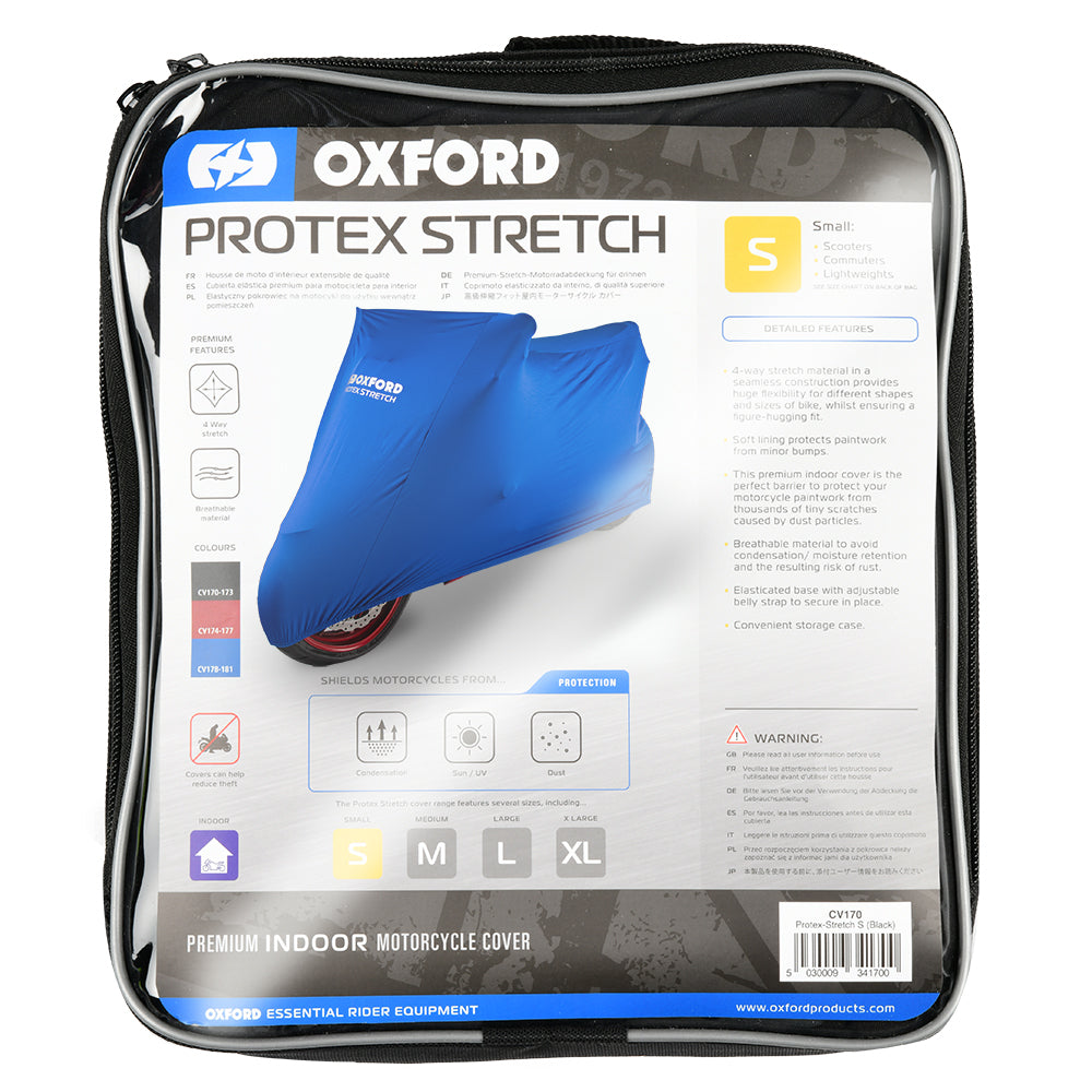 Oxford Protex Stretch Indoor Premium Stretch-Fit Blue Motorcycle Cover