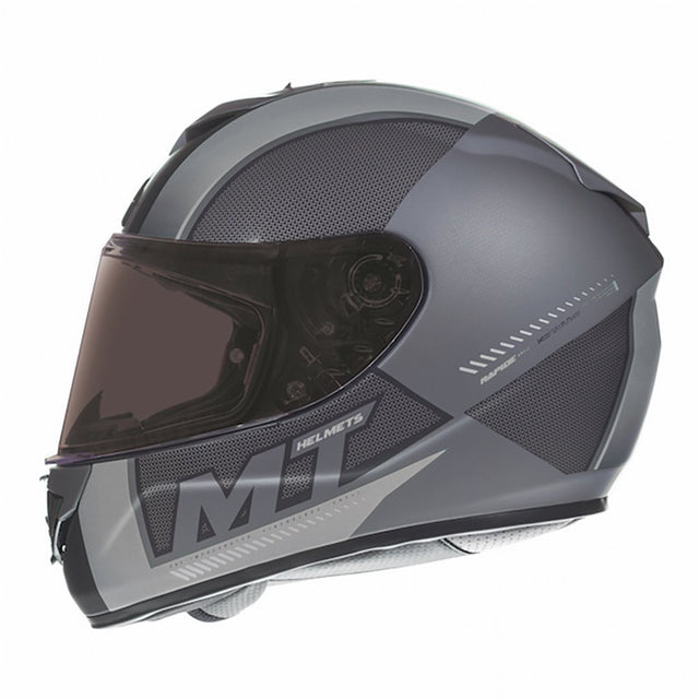 MT Rapide Overtake Matt Black White Motorcycle Helmet Grey