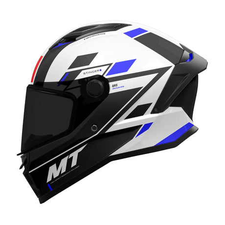 MT Stinger 2 Zivze A7 Gloss Black White Blue Motorcycle Helmet