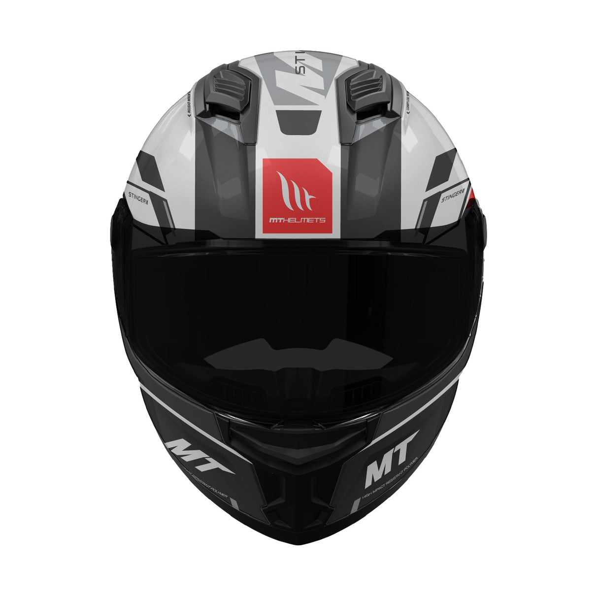 MT Stinger 2 Zivze A2 Gloss Black White Motorcycle Helmet