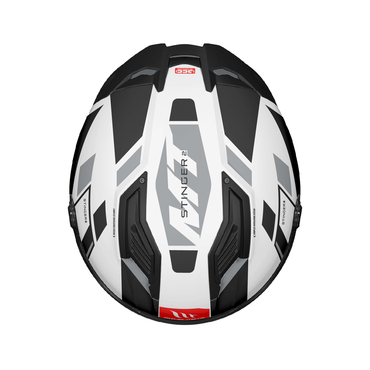 MT Stinger 2 Zivze A2 Gloss Black White Motorcycle Helmet