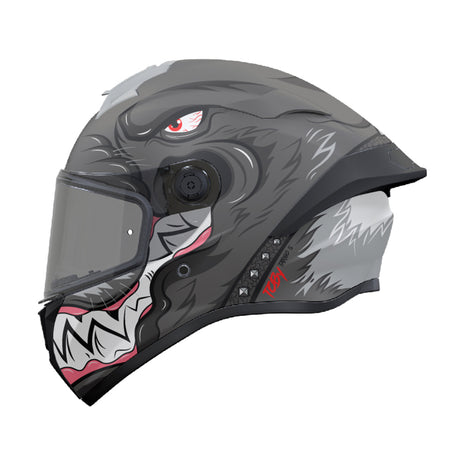 MT Targo S Toby C1 Matt Grey Motorcycle Helmet Teeth Bird Eyes