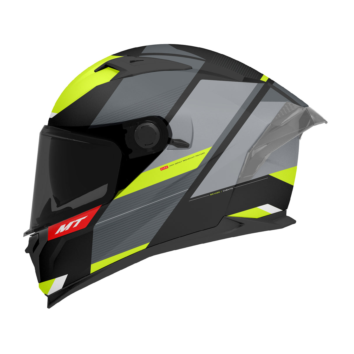 MT Braker SV Chento B3 Matt Black Fluo Yellow Motorcycle Helmet Fluorescent