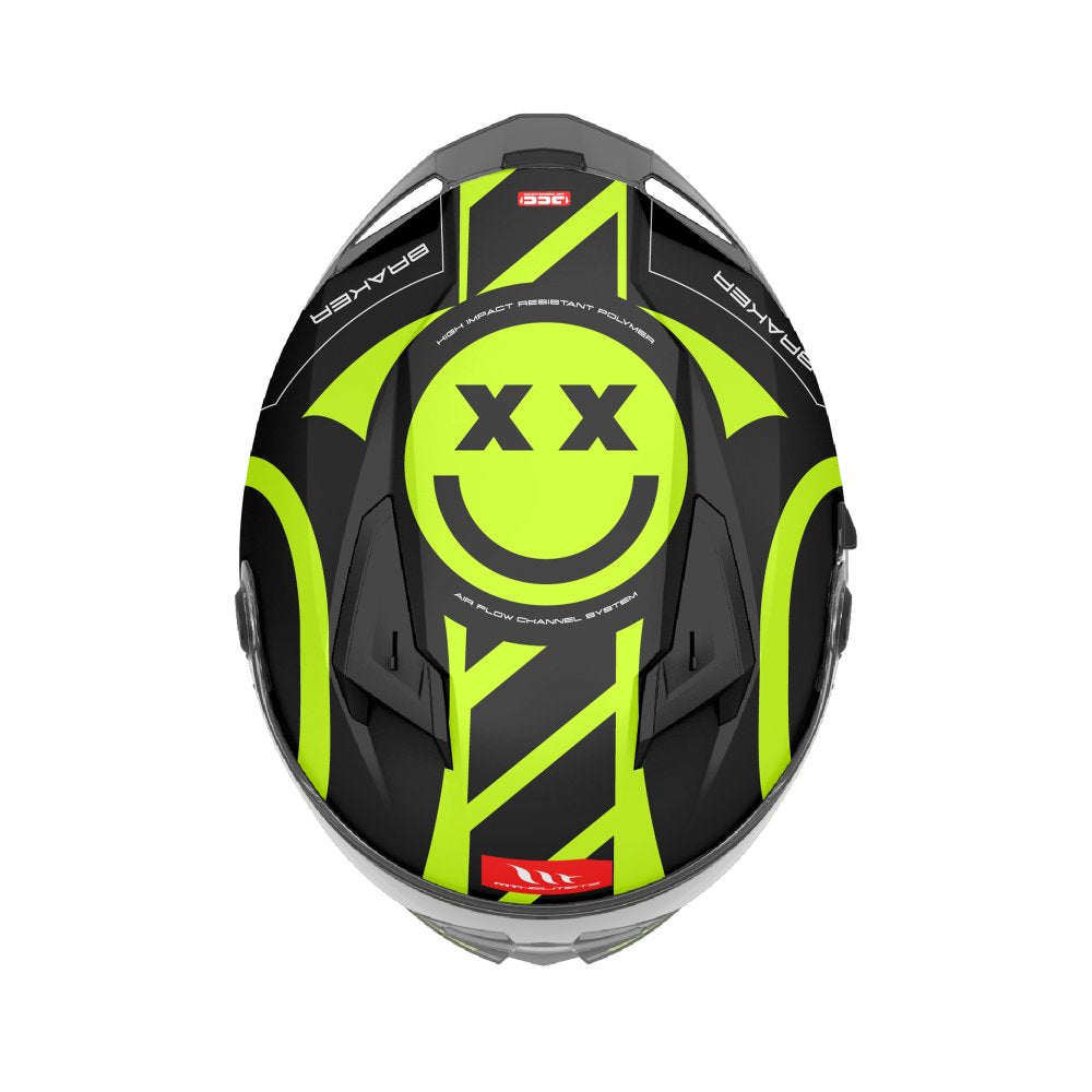 MT Braker SV Inox A3 Matt Black Fluo Yellow Motorcycle Helmet