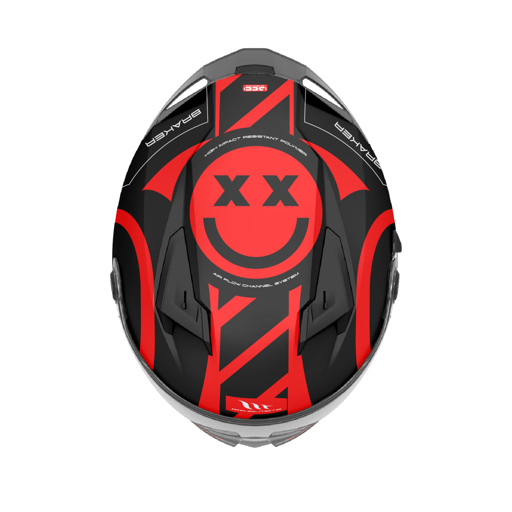 MT Braker SV Inox A5 Matt Black Red Motorcycle Helmet