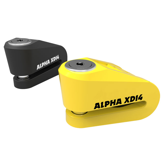 Oxford Alpha XD14 Motorcycle Disc Lock 14mm Pin Black Yellow