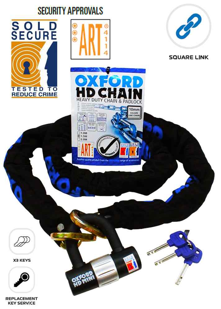 STOMP Upto 750cc Oxford HD Chain Lock Heavy Duty Chain & Padlock 1.0M OF157 Motorbike Security