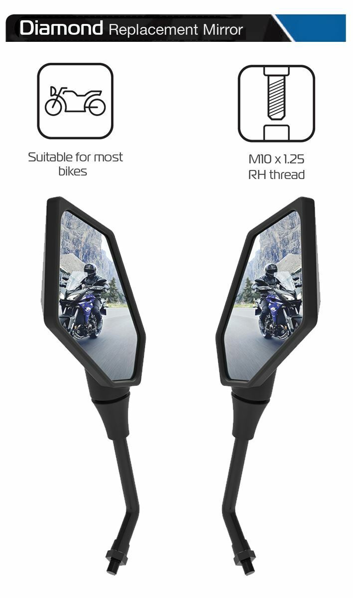 Hyosung Gt650 Comet Diamond Motorcycle Motorbike Rear View Mirror Glass Right and Left Side 10mm Pair